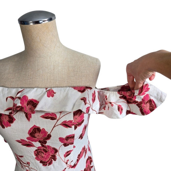 Misa Oona Midi Dress in Abstract Peony Floral Fairycore Off The Shoulder M - Picture 8 of 14